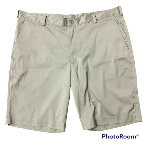 Nike Other - Nike Golf Dri Fit Flat Front Embroidered Logo Tan Khaki Shorts Men's Size 40